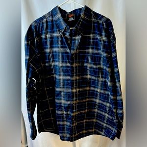 Walnut Creek Size XL Long SLEEVE COTTON BLEND‎ Blue/Gray Plaid Button Down Shirt